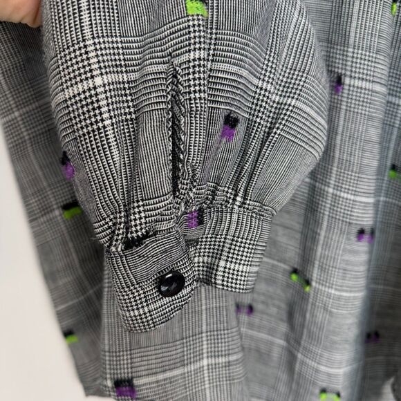 Vintage 80s 90s Button Up Linen Blend Shirt | Embroidered, Textured - Picture 15 of 15